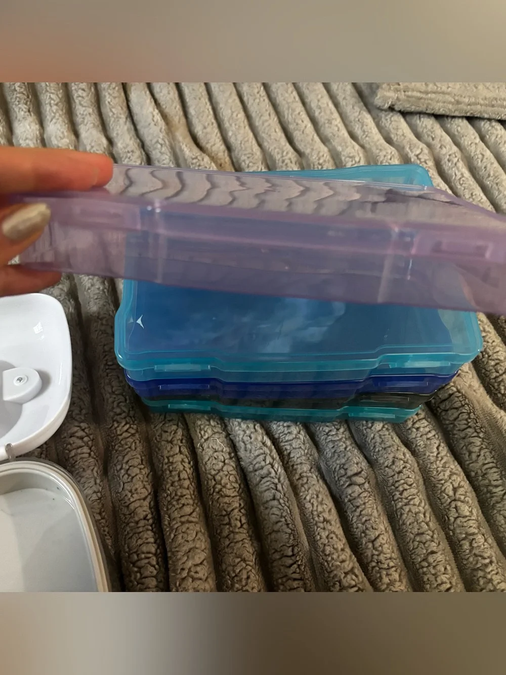Stackable Clear Plastic Storage Boxes with White Lid - bundle